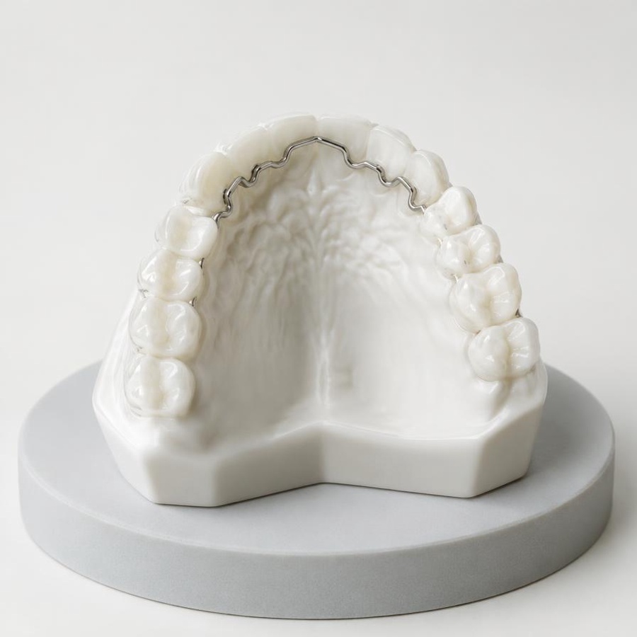Quality — Planet Ortho International Orthodontic study model with a custom lingual retainer